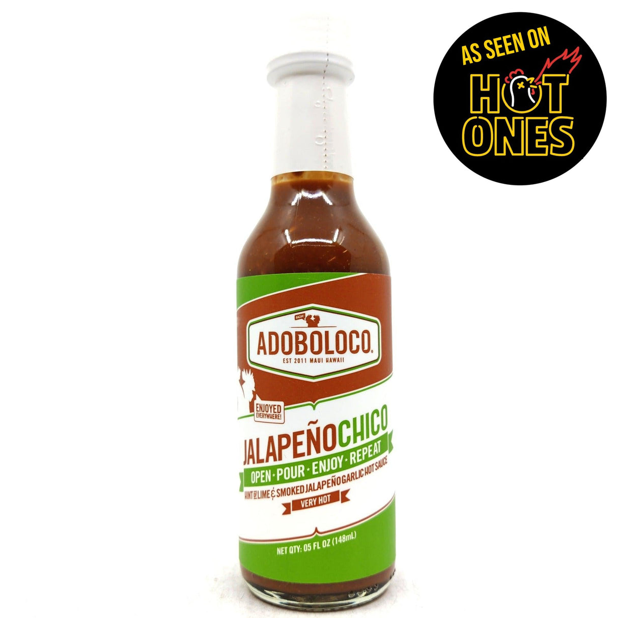Adoboloco Jalapeno Chico Hot Sauce (148ml)-Hop Burns & Black