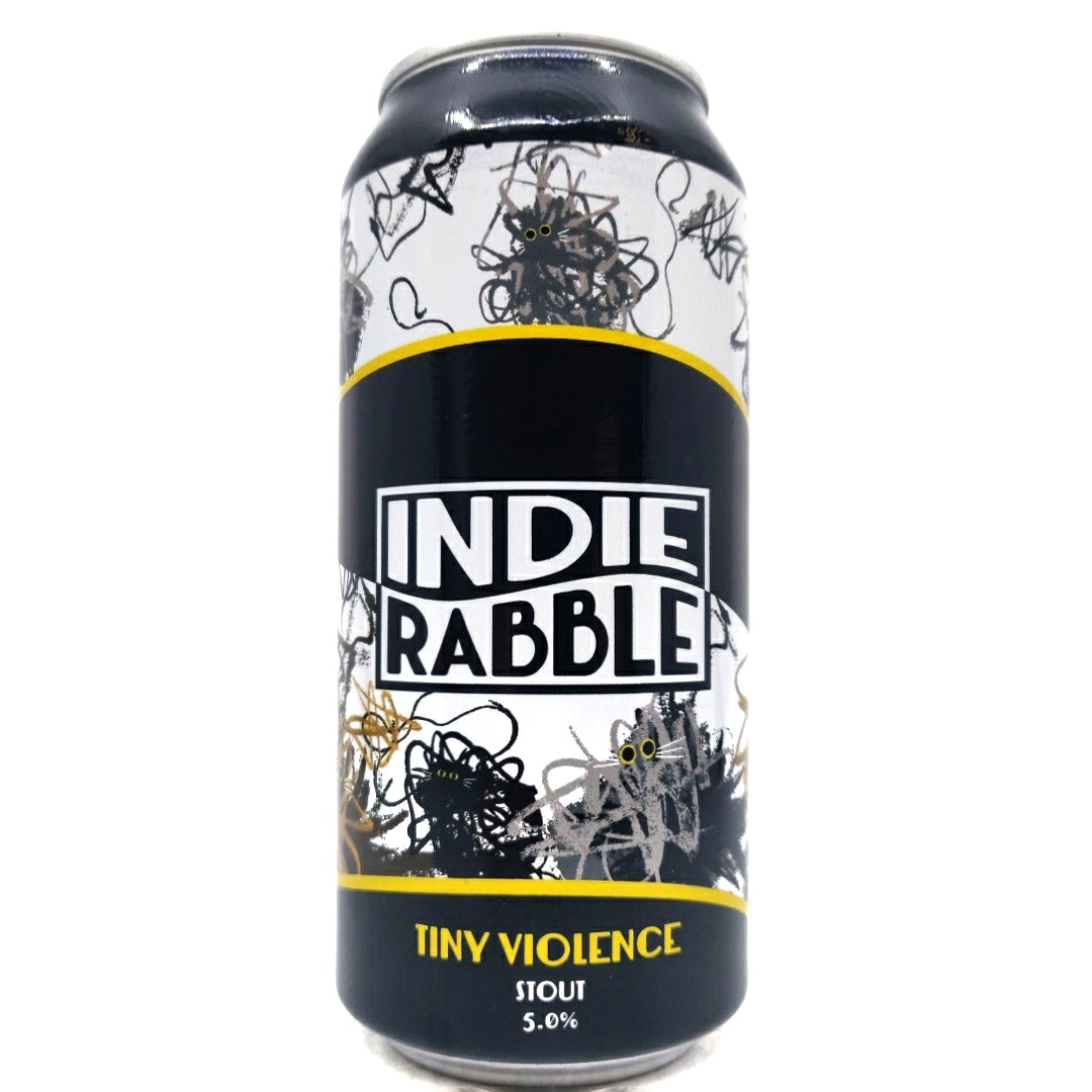 Indie Rabble Tiny Violence Stout 5% (440ml can)-Hop Burns & Black