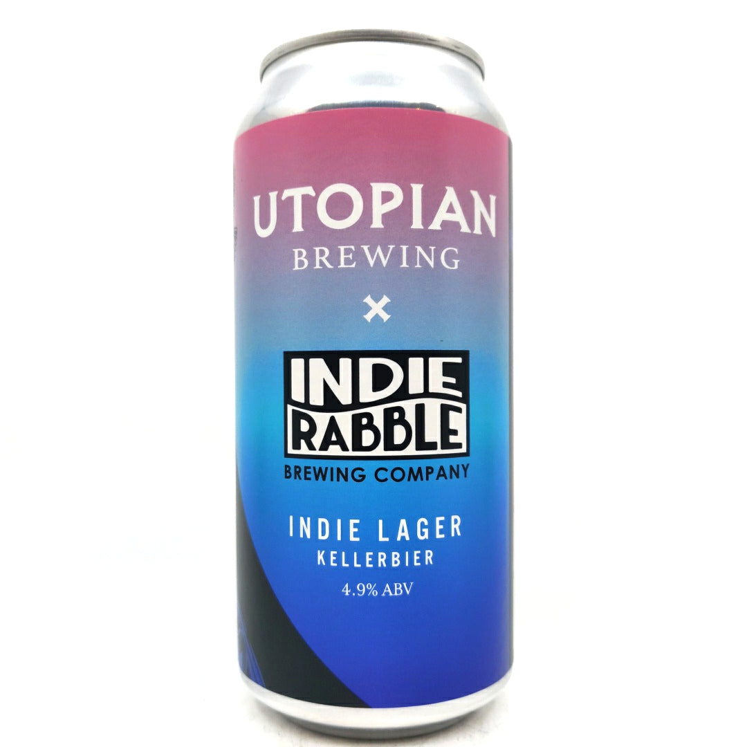 Utopian x Indie Rabble Indie Lager Kellerbier 4.9% (440ml can)-Hop Burns & Black