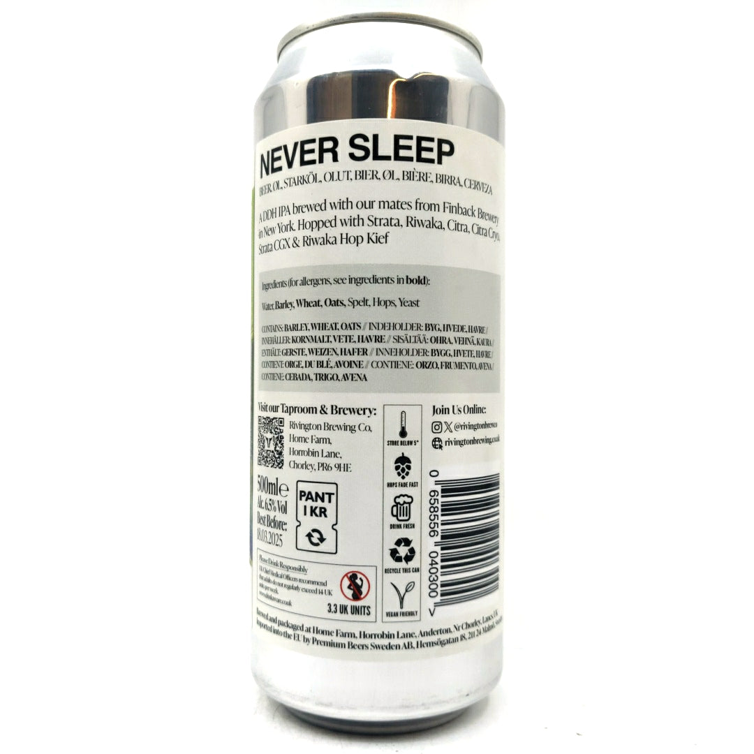 Rivington x Finback Never Sleep IPA 6.5% (500ml can)-Hop Burns & Black