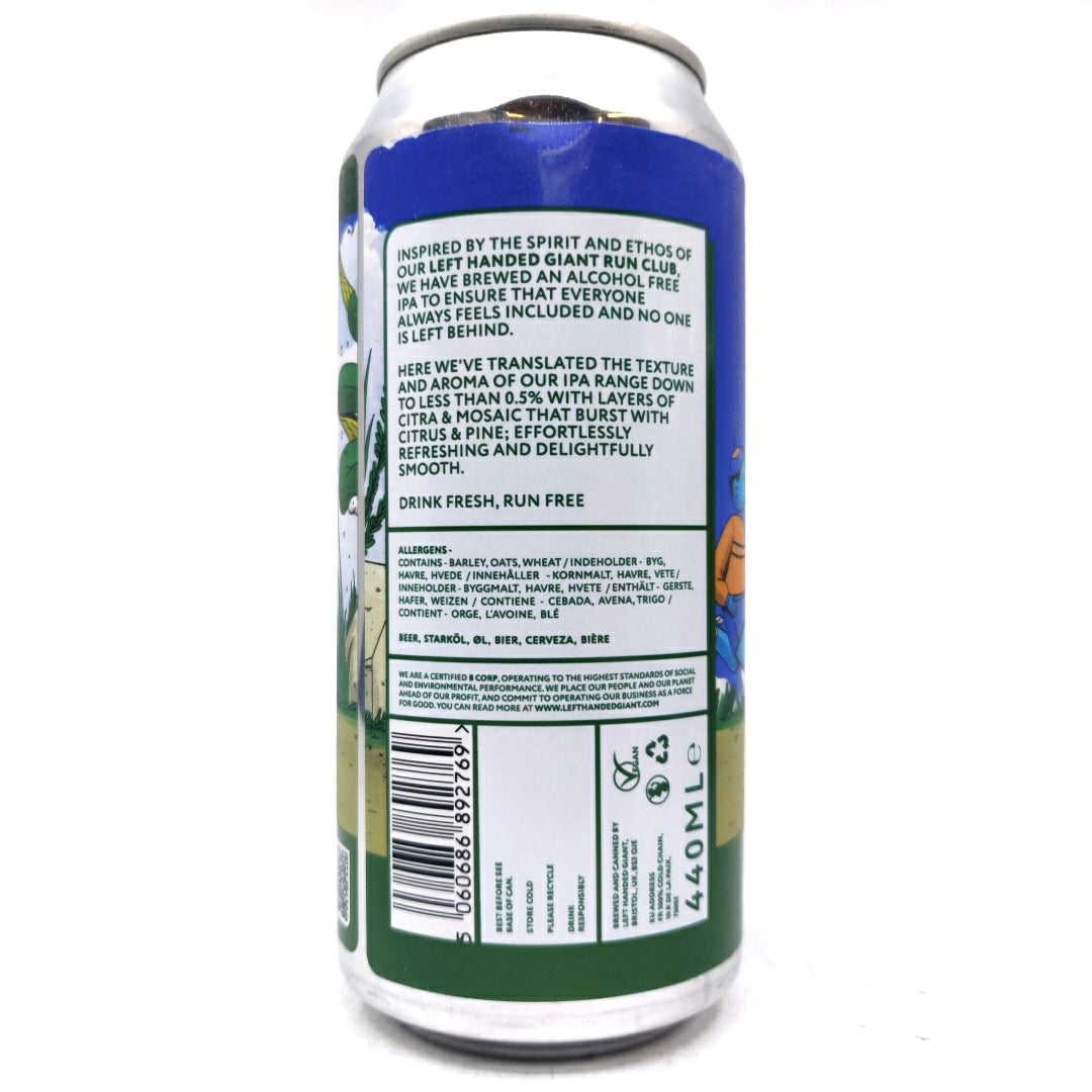 Left Handed Giant Brewpub Run Free Alcohol Free Pale Ale 0.5% (440ml can)-Hop Burns & Black
