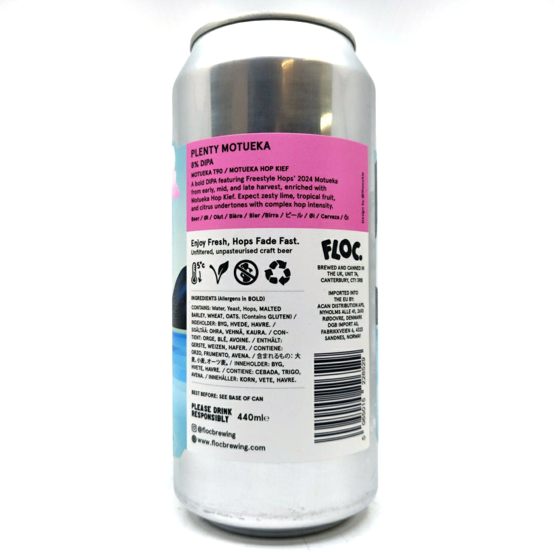 Floc Brewing Plenty Motueka Double IPA 8% (440ml can)-Hop Burns & Black