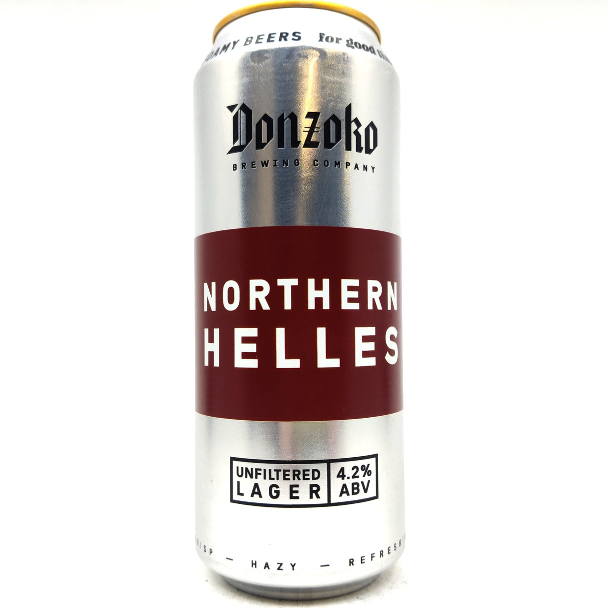 Donzoko Northern Helles Unfiltered Lager 4.2% (500ml can)-Hop Burns & Black