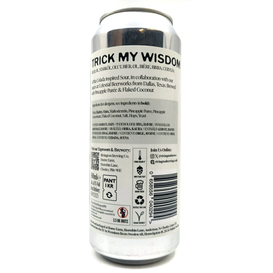 Rivington x Celestial Beerworks Trick My Wisdom PIna Colada Sour 6.5% (500ml can)-Hop Burns & Black