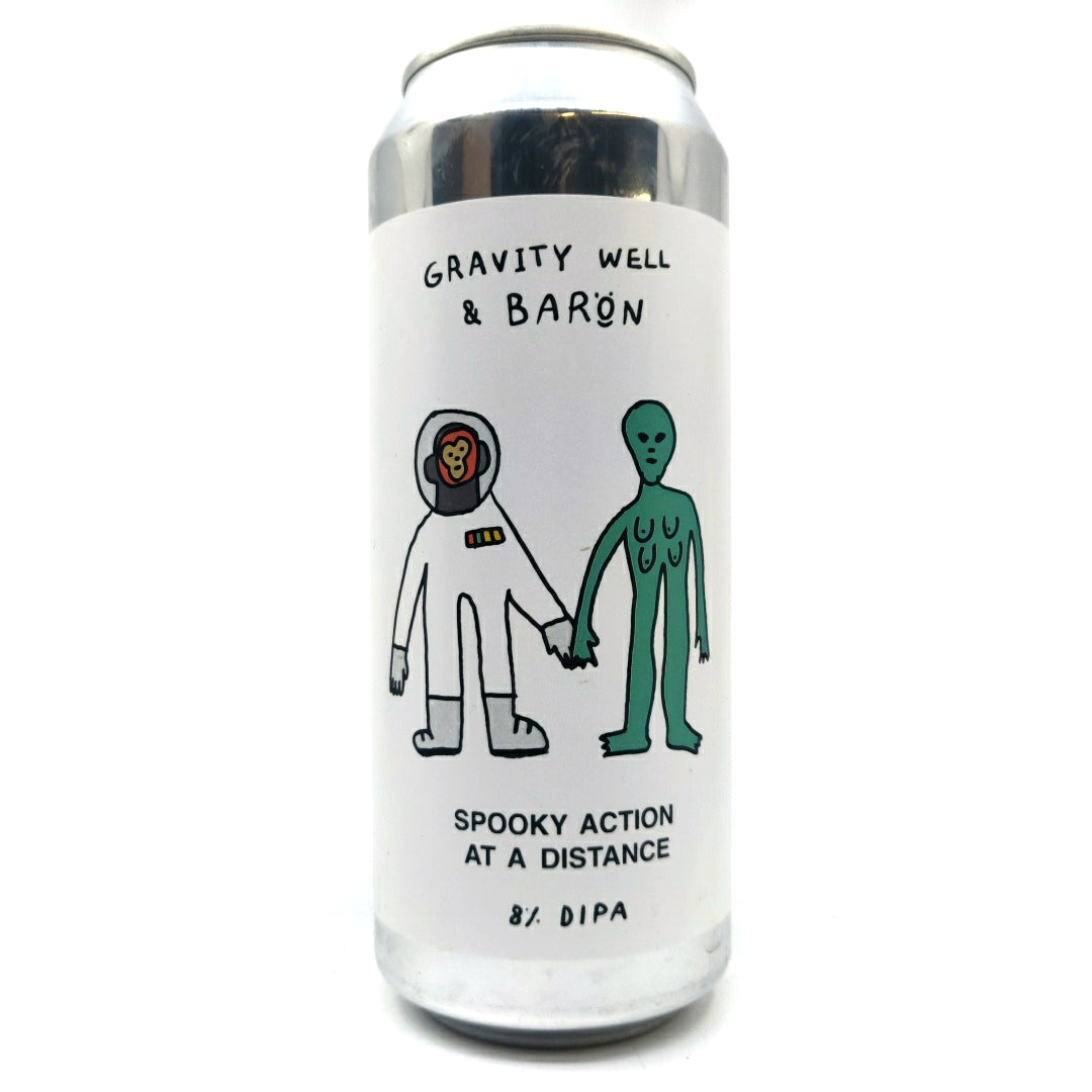 Baron Brewing x Gravity Well Spooky Action From A Distance Double IPA 8% (500ml can)-Hop Burns & Black