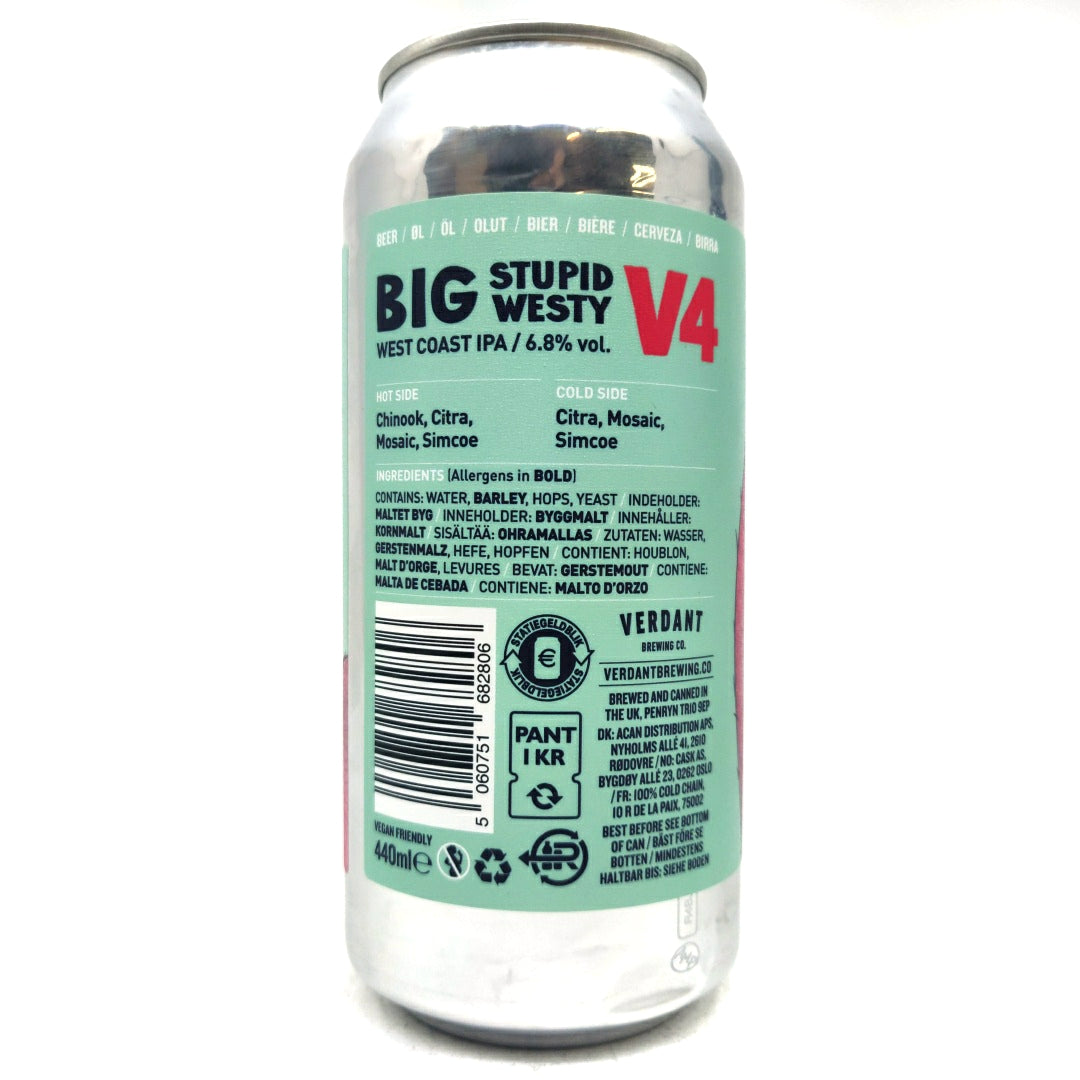 Verdant Big Stupid Westy V4 West Coast IPA 6.8% (440ml can)-Hop Burns & Black