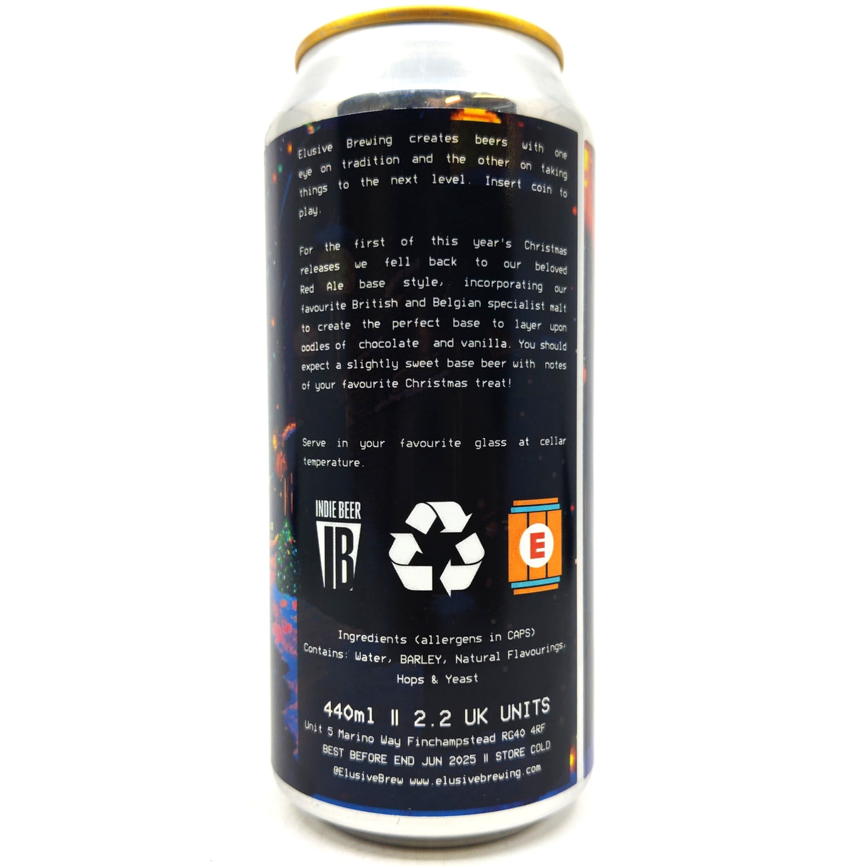 Elusive Brewing Crimson Carol Yule Log Red Ale 5% (440ml can)-Hop Burns & Black