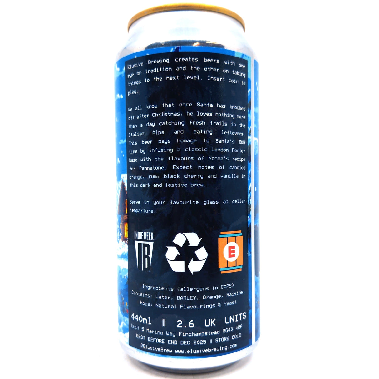 Elusive Brewing Santa's Stomp Pannetone Porter 6% (440ml can)-Hop Burns & Black