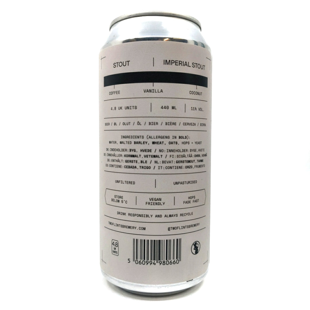 Two Flints Into The Night Imperial Stout IPA 11% (440ml can)-Hop Burns & Black