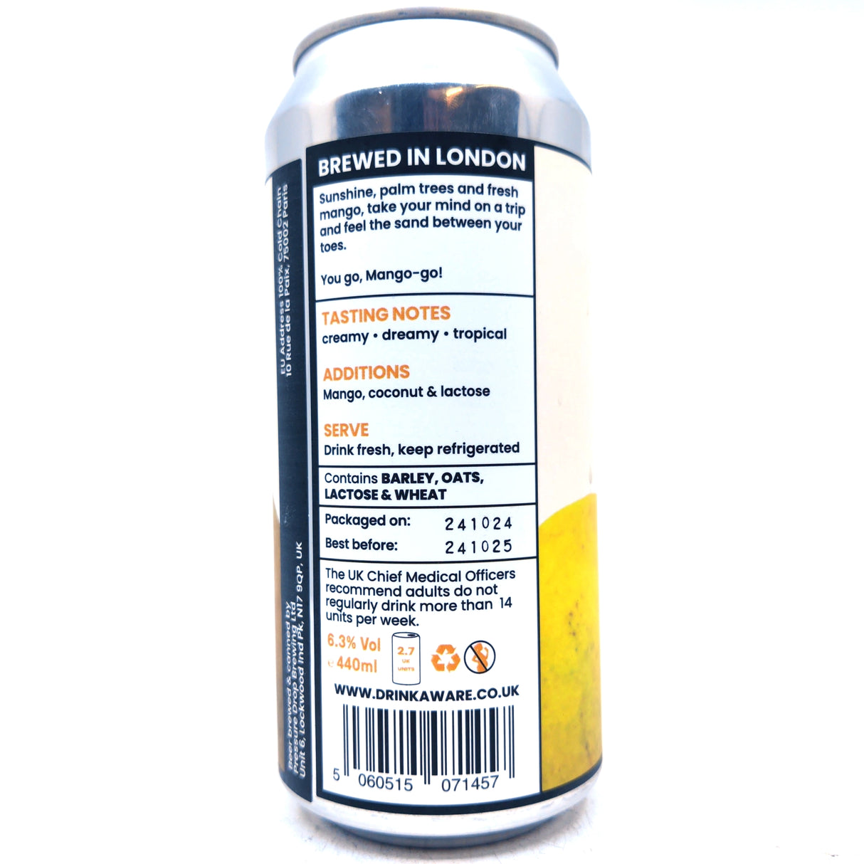 Pressure Drop Why Do You Always Do This Coconut Mango Sour 6.3% (440ml can)-Hop Burns & Black