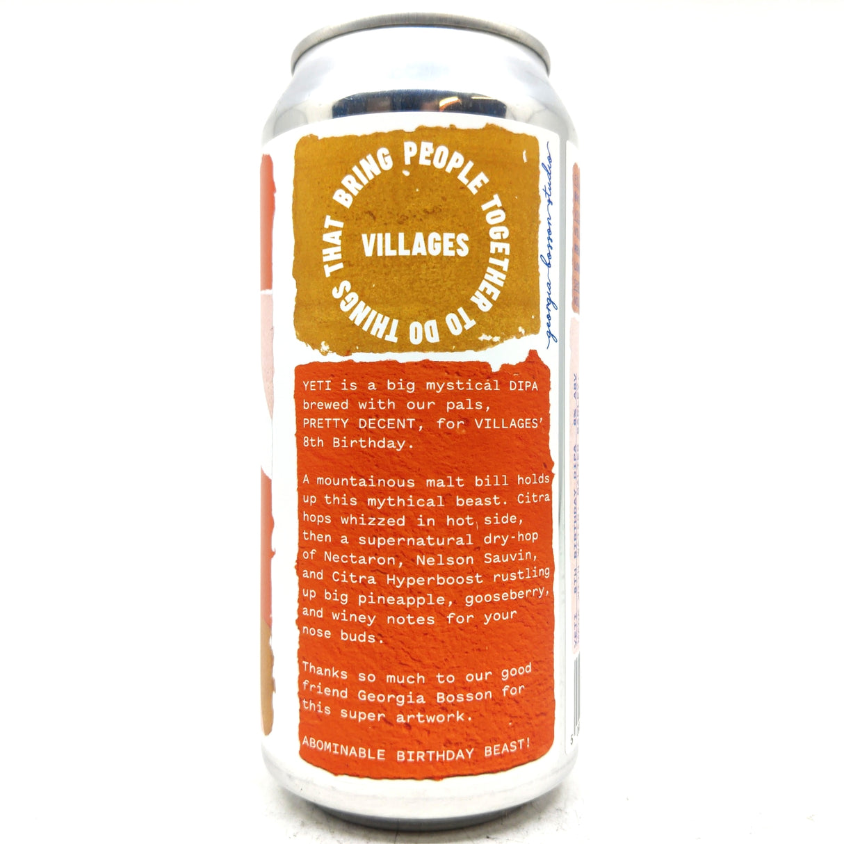 Villages x Pretty Decent YETI Double IPA 8% (440ml can)-Hop Burns & Black