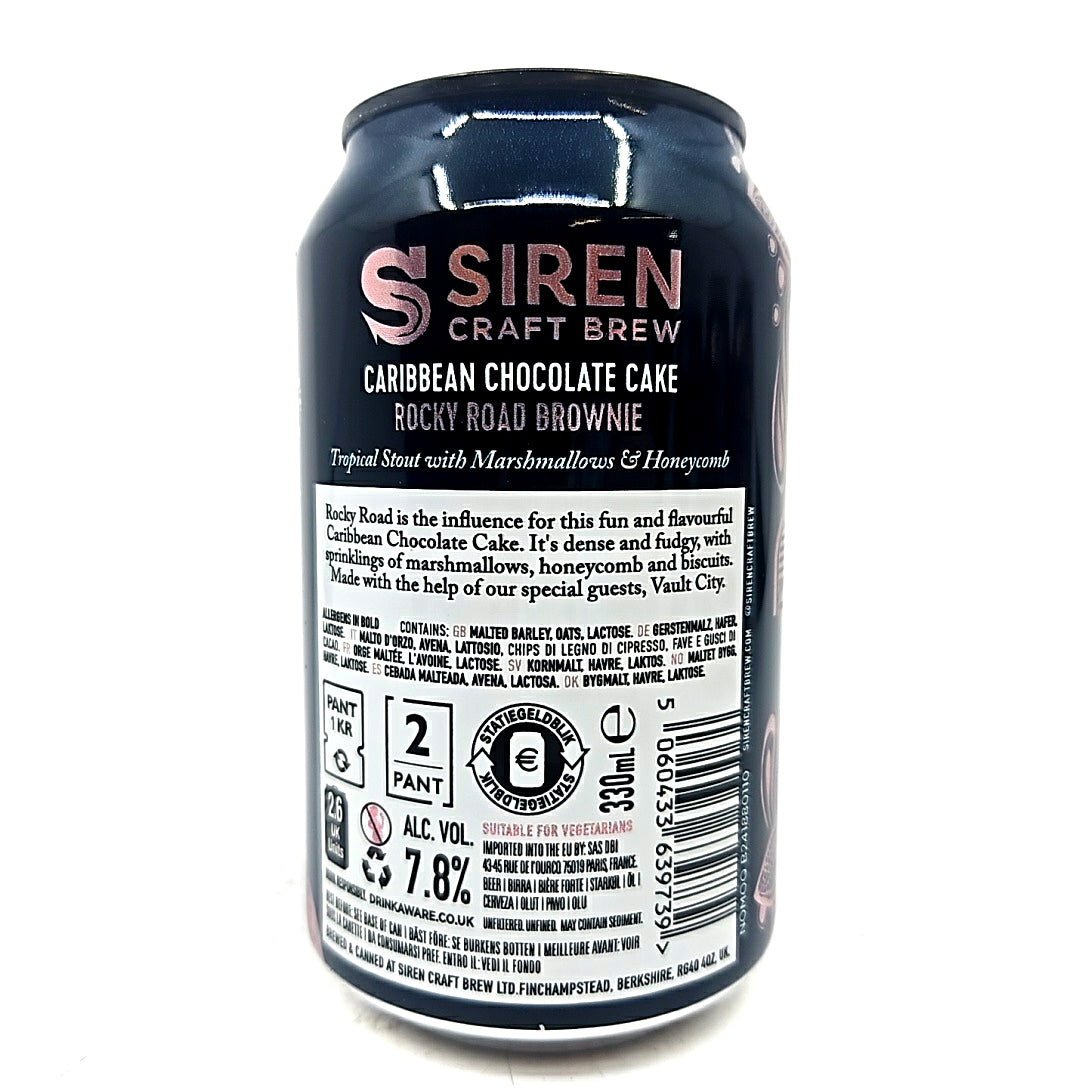 Siren x Vault City Caribbean Chocolate Cake: Rocky Road Brownie Stout 7.8% (330ml can)-Hop Burns & Black