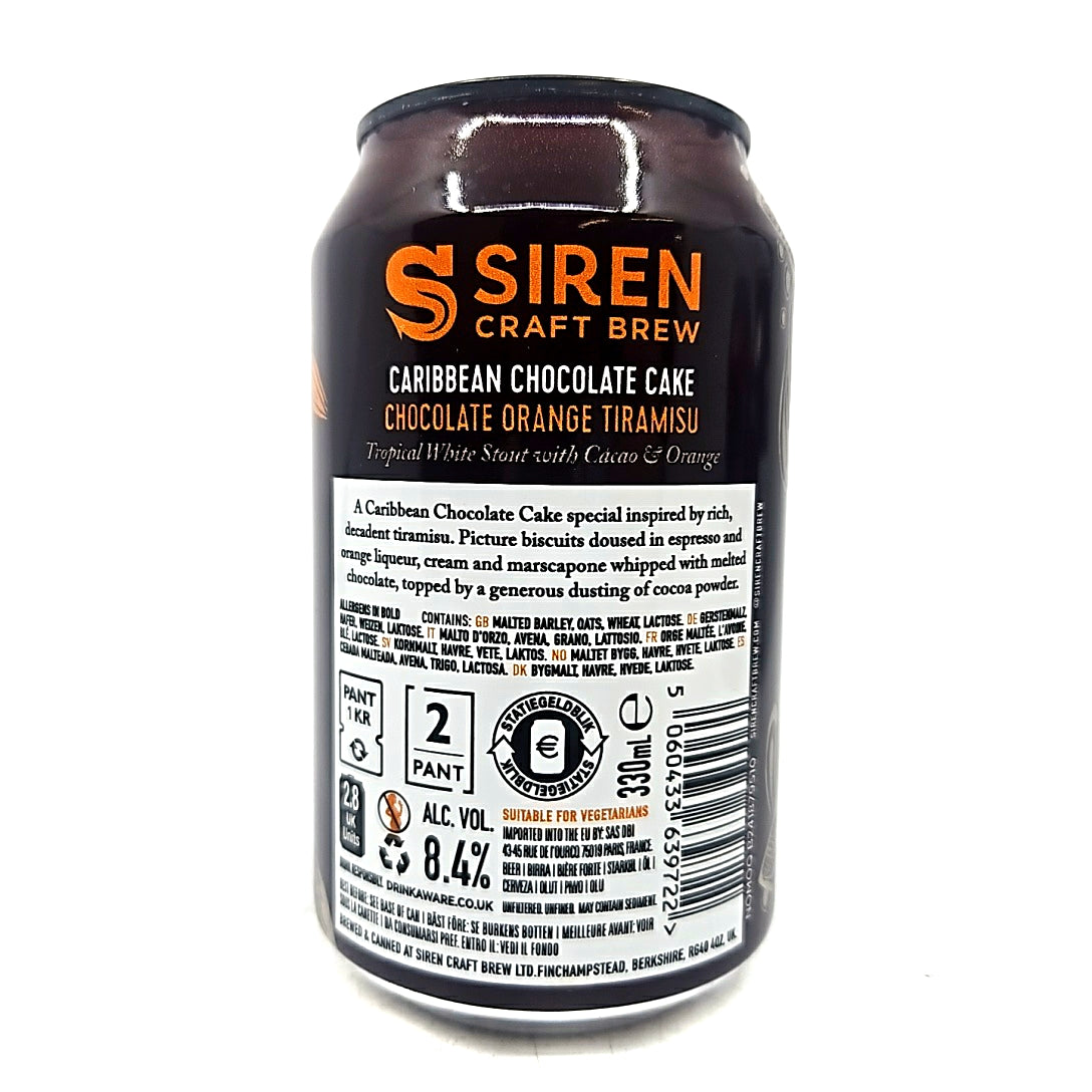 Siren Caribbean Chocolate Cake: Chocolate Orange Tiramisu Imperial Stout 8.4% (330ml can)-Hop Burns & Black