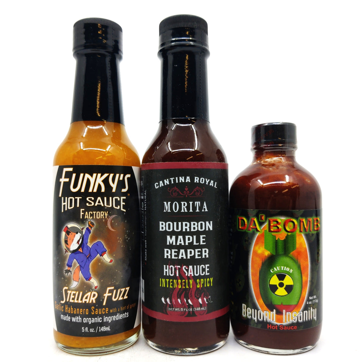 Hot Ones Hot Sauce Season 23 Da Bomb Beyond Insanity Pack (3 sauces)-Hop Burns & Black