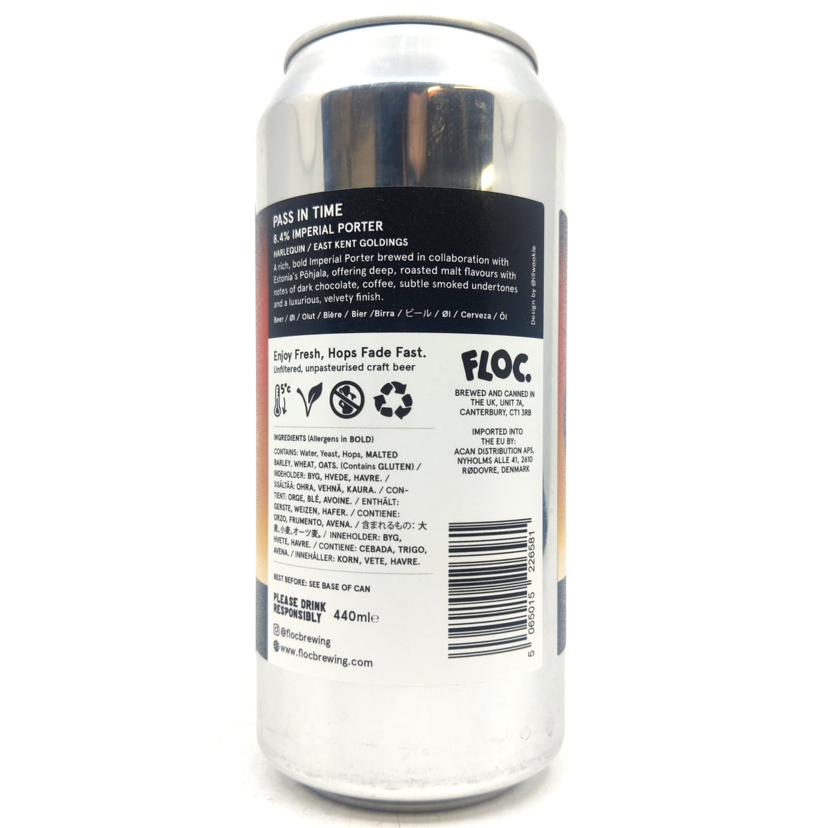 Floc x Pohjala Pass In Time Imperial Porter 8.4% (440ml can)-Hop Burns & Black