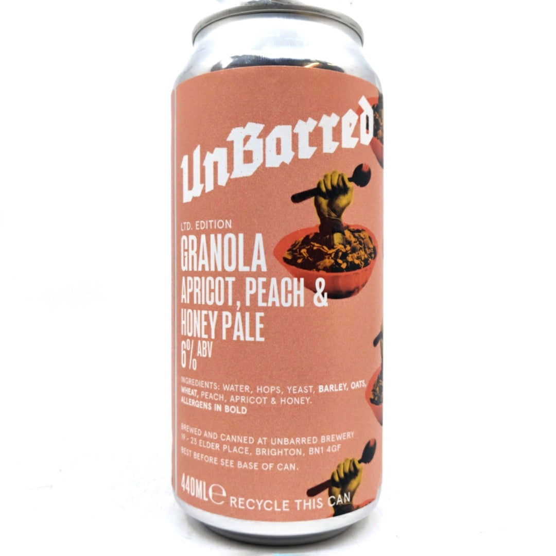 Unbarred Granola Apricot, Peach & Honey Pale Ale 6% (440ml can)-Hop Burns & Black