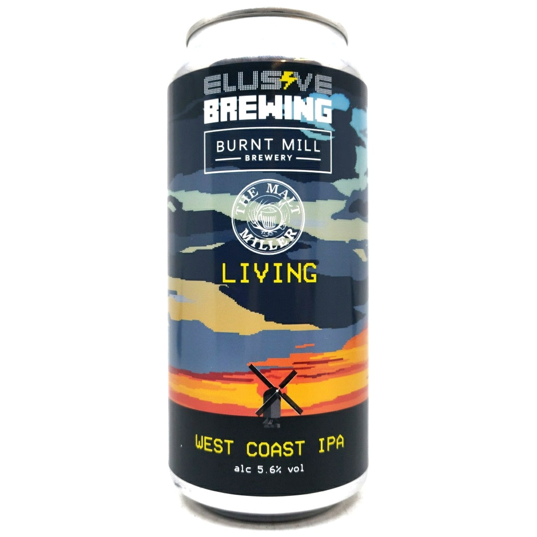 Elusive Brewing x Burnt Mill Living West Coast IPA 5.6% (440ml can)-Hop Burns & Black