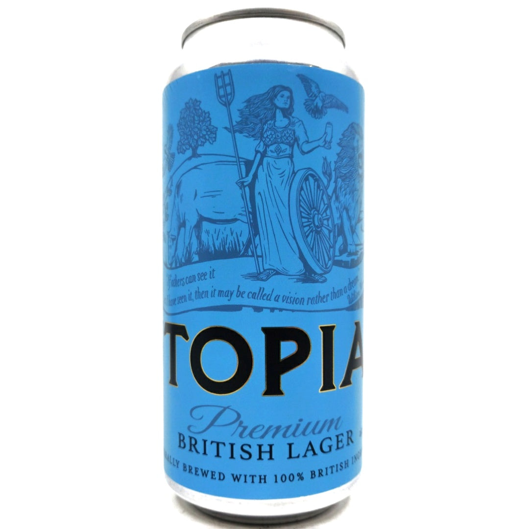 Utopian Premium British Lager 4.7% (440ml can)-Hop Burns & Black