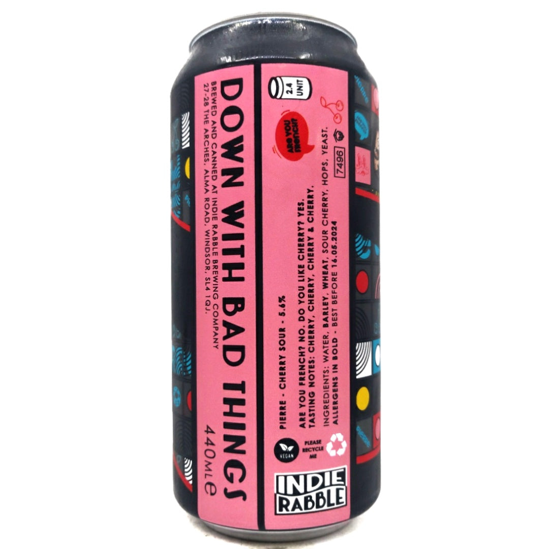 Indie Rabble Pierre Cherry Sour 5.6% (440ml can)-Hop Burns & Black