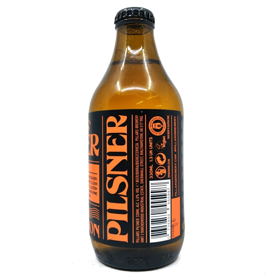 Pillars Pilsner 4% (330ml)-Hop Burns & Black