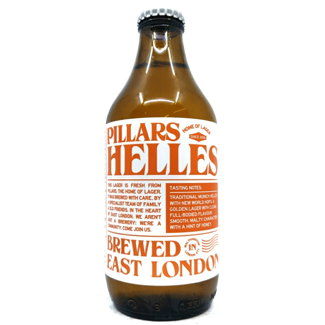 Pillars Helles Lager 4.8% (330ml)-Hop Burns & Black