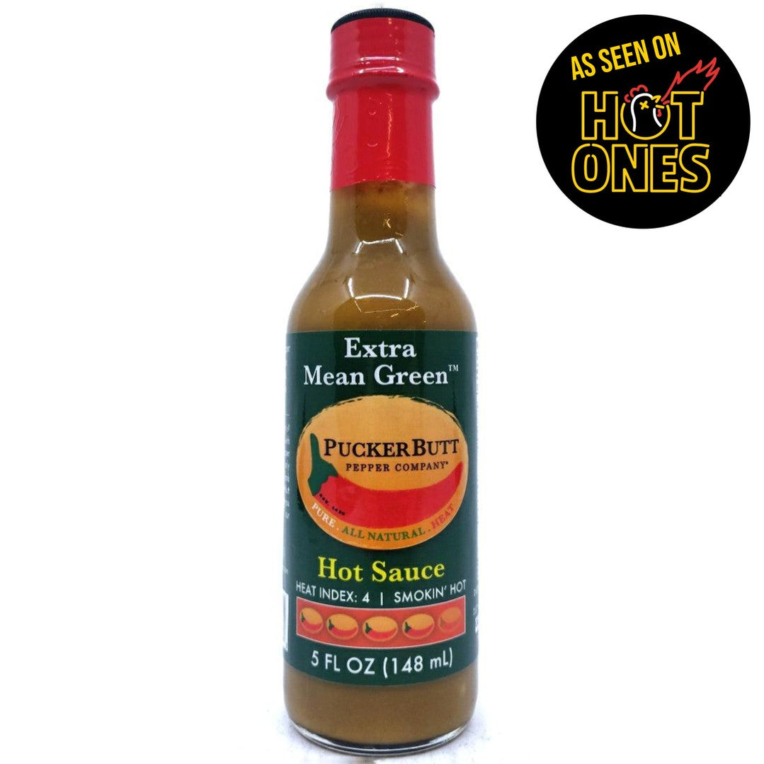 PuckerButt Extra Mean Green Hot Sauce (148ml)-Hop Burns & Black