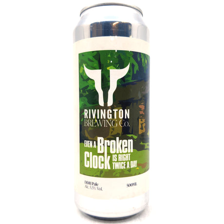 Rivington Even A Broken Clock Is Right Twice A Day DDH Pale Ale 5.5% (500ml can)-Hop Burns & Black