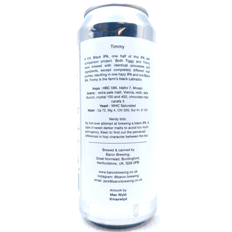 Baron Brewing Tiggy New England IPA 6% (500ml can)-Hop Burns & Black