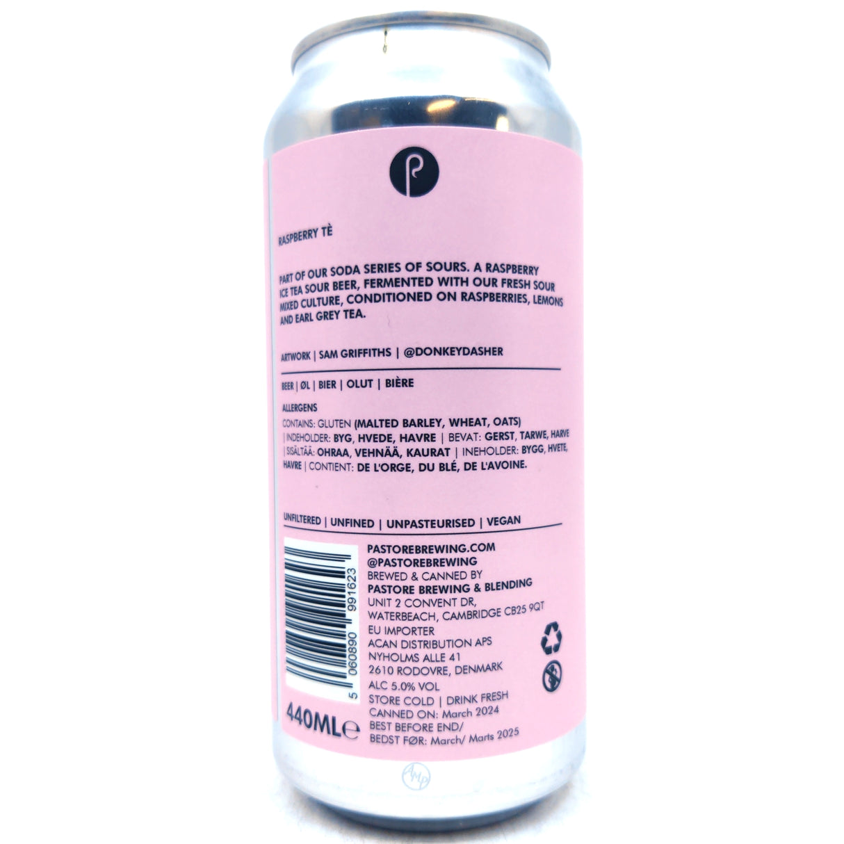 Pastore Raspberry Te Iced Tea Sour 5% (440ml can)-Hop Burns & Black