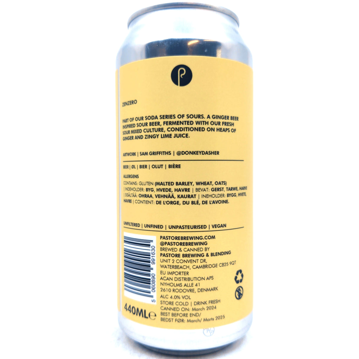 Pastore Zenzero Ginger Beer Sour 4% (440ml can)-Hop Burns & Black