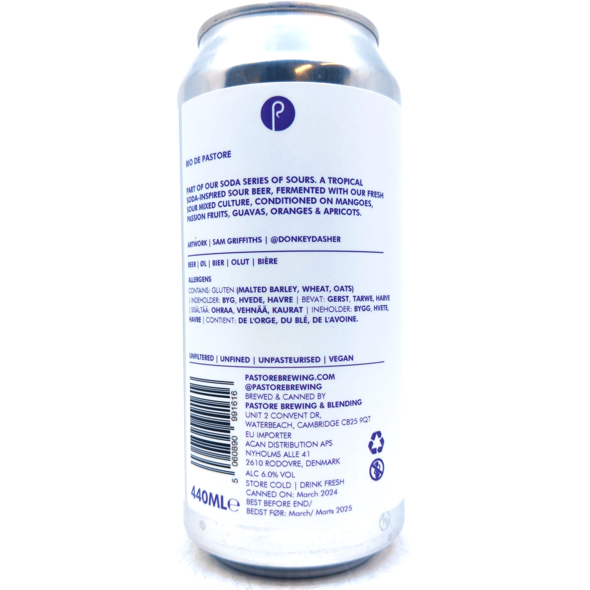 Pastore Rio de Pastore Tropical Soda Sour 9% (440ml can)-Hop Burns & Black