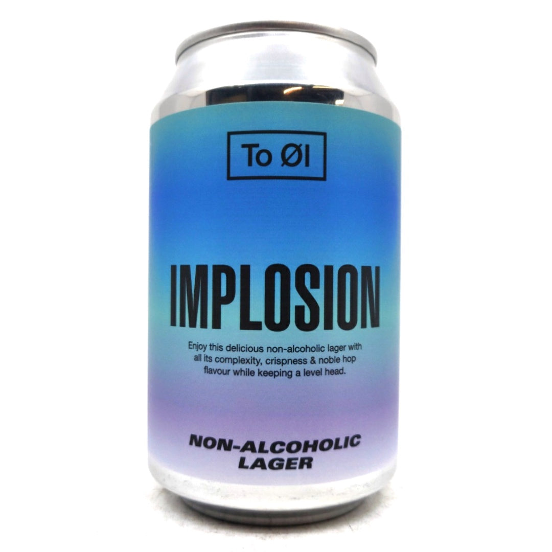 To Ol Implosion Alcohol Free Lager 0.5% (330ml can)-Hop Burns & Black