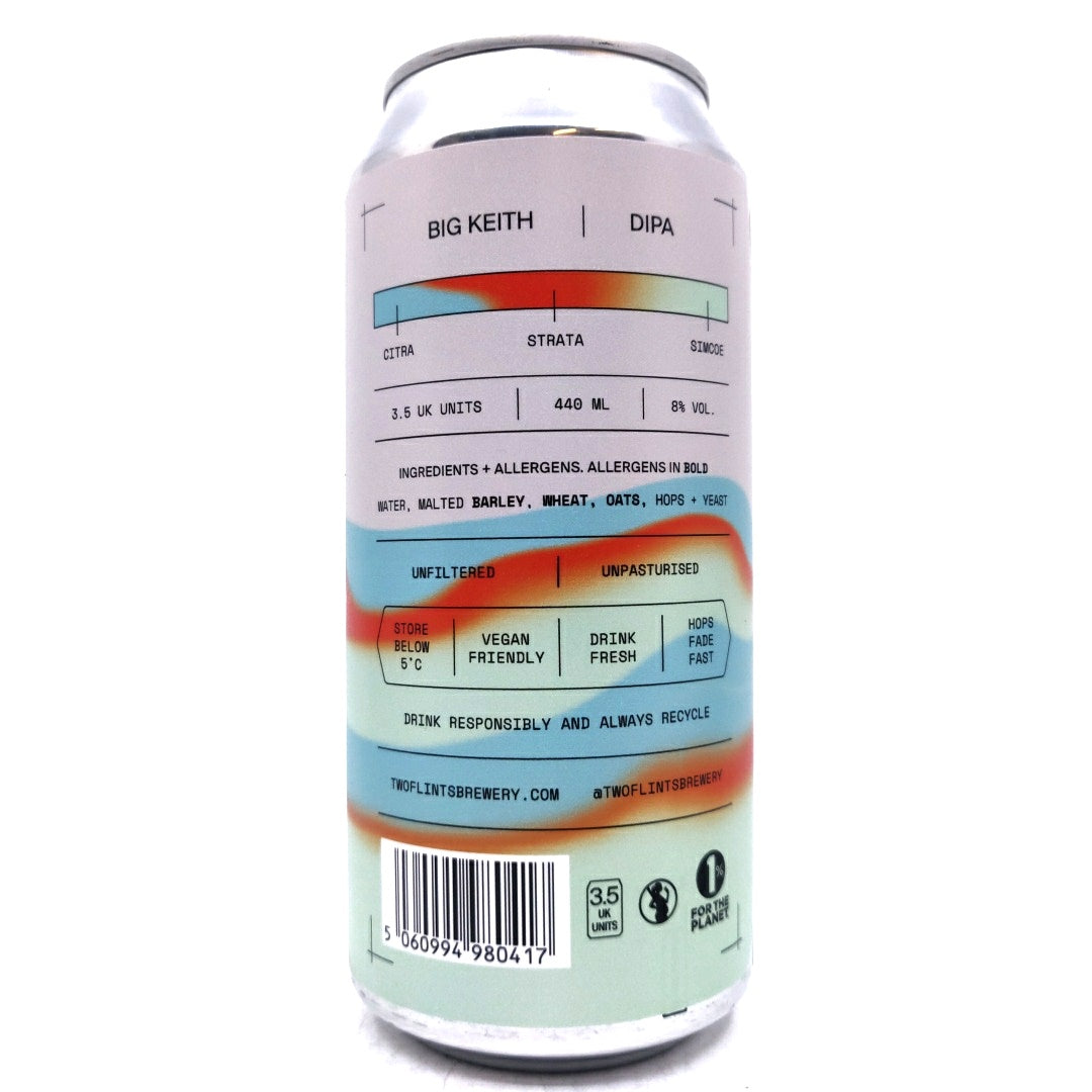Two Flints Big Keith Double IPA 8% (440ml can)-Hop Burns & Black