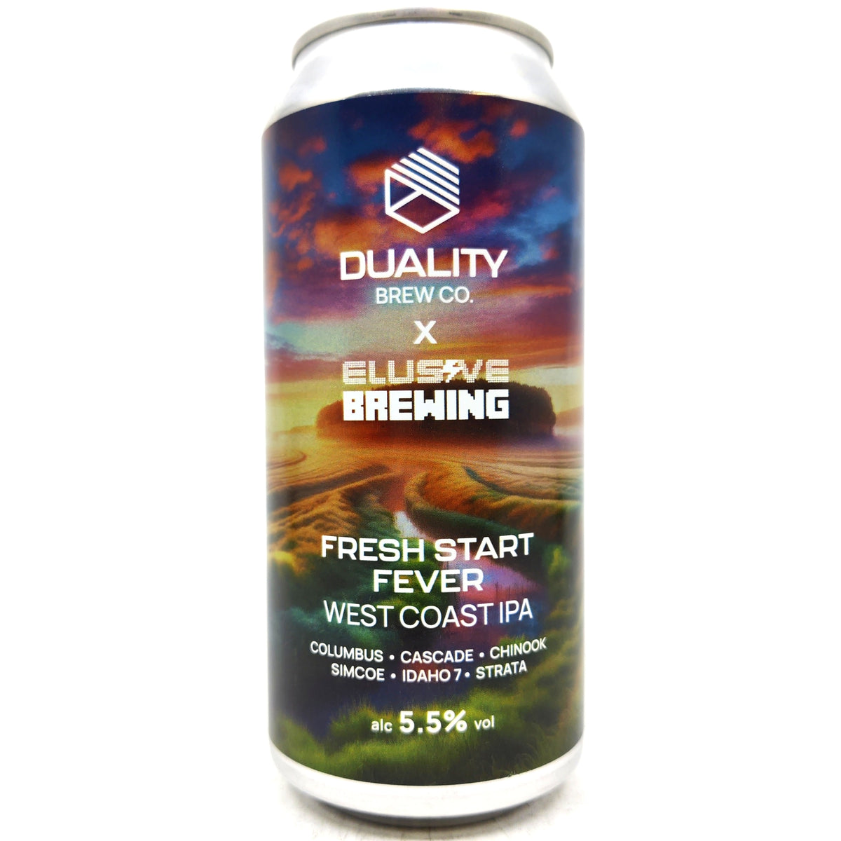 Elusive Brewing x Duality Fresh Start Fever West Coast IPA 5.5% (440ml can)-Hop Burns & Black