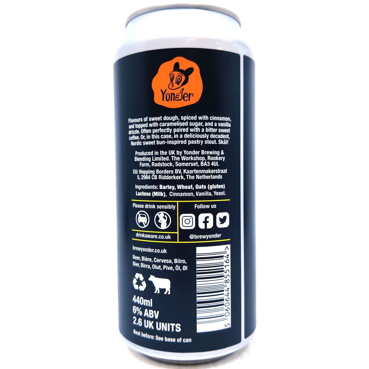 Yonder Cinnamon Bun Pastry Stout 6% (440ml can)-Hop Burns & Black