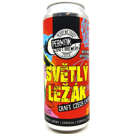 Permon Svetly Lezak Lager 4.8% (500ml can)-Hop Burns & Black