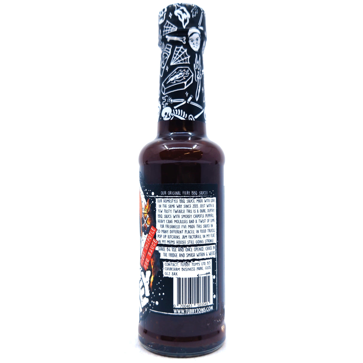 Tubby Tom's Hot & Smokey Fiery Chipotle Homemade BBQ Sauce (150g)-Hop Burns & Black