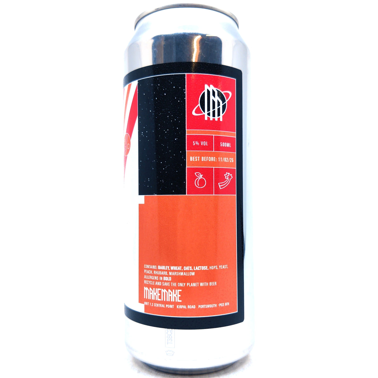 Makemake Space Soda Peach & Rhubarb Fruit Sour 5% (500ml can)-Hop Burns & Black