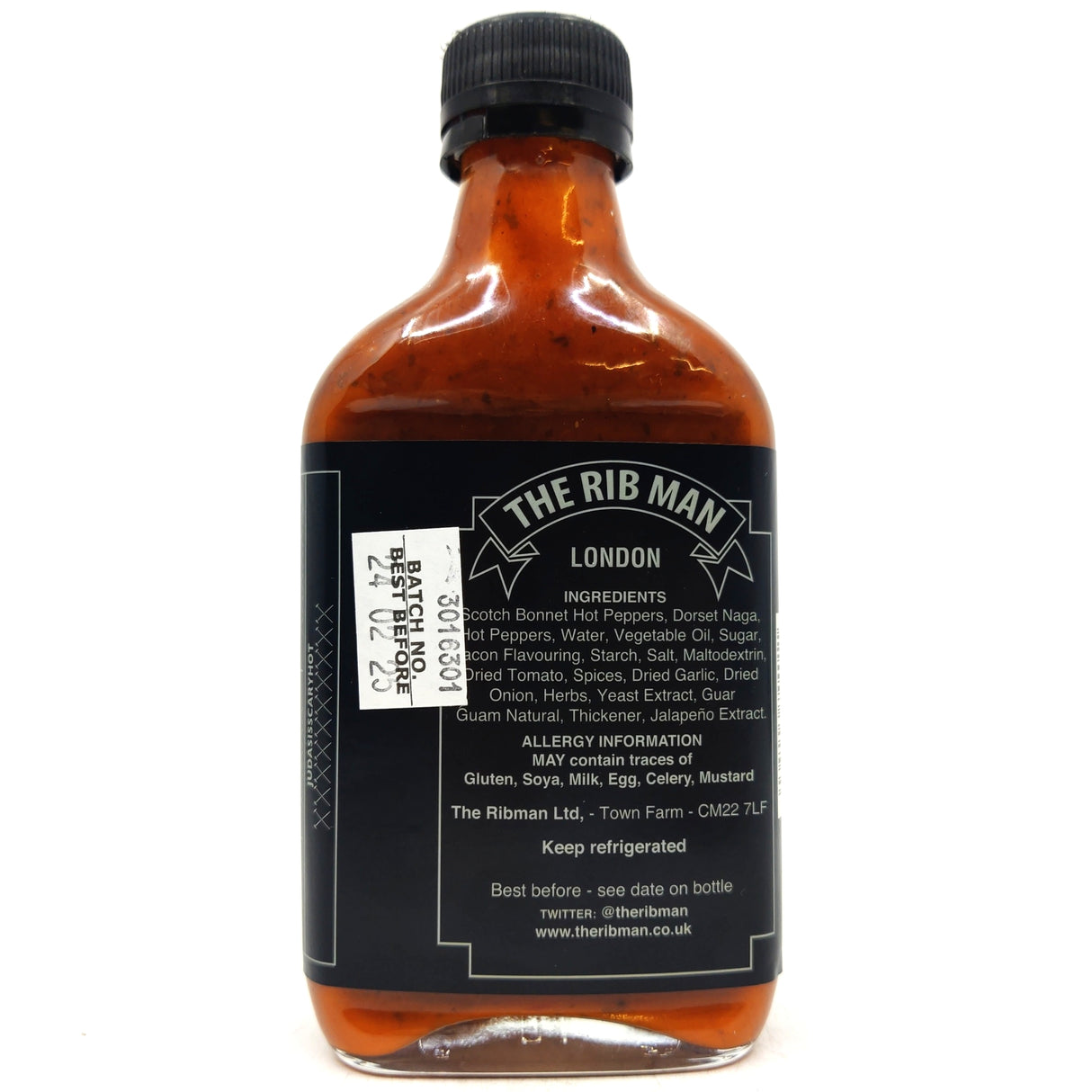 The Rib Man Bacon Holy F*ck Hot Sauce (200ml)-Hop Burns & Black