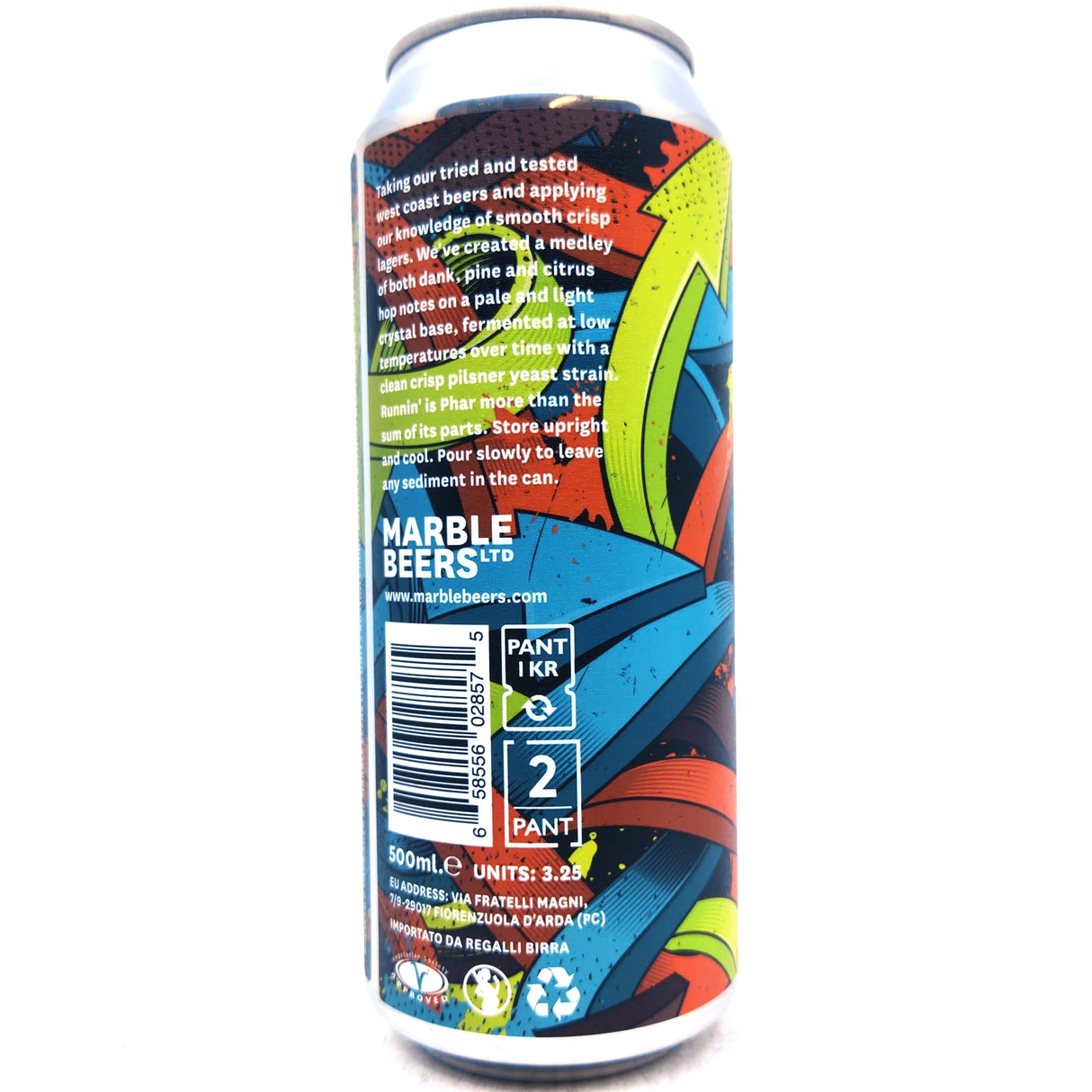 Marble Runnin' West Coast Pilsner 6.5% (500ml can)-Hop Burns & Black