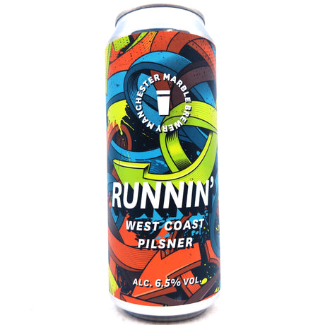 Marble Runnin' West Coast Pilsner 6.5% (500ml can)-Hop Burns & Black