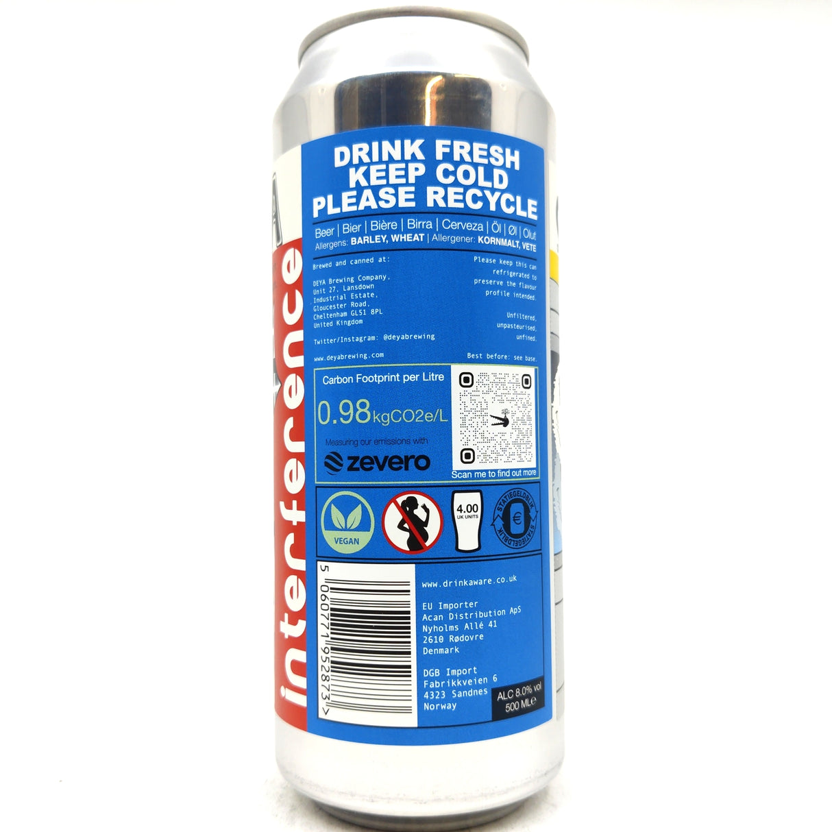 DEYA Interference Double IPA 8% (500ml can)-Hop Burns & Black