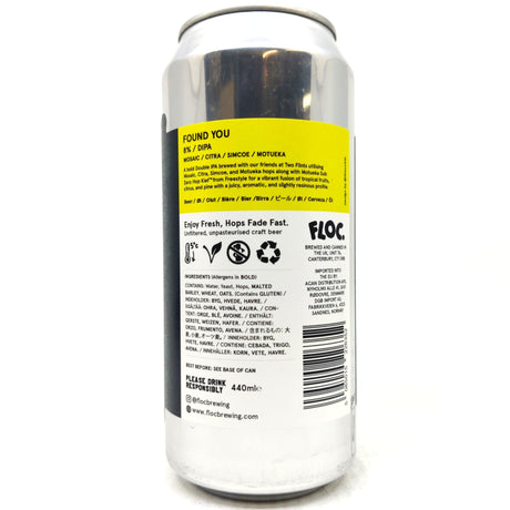 Floc x Two Flints Found You Double IPA 8% (440ml can)-Hop Burns & Black