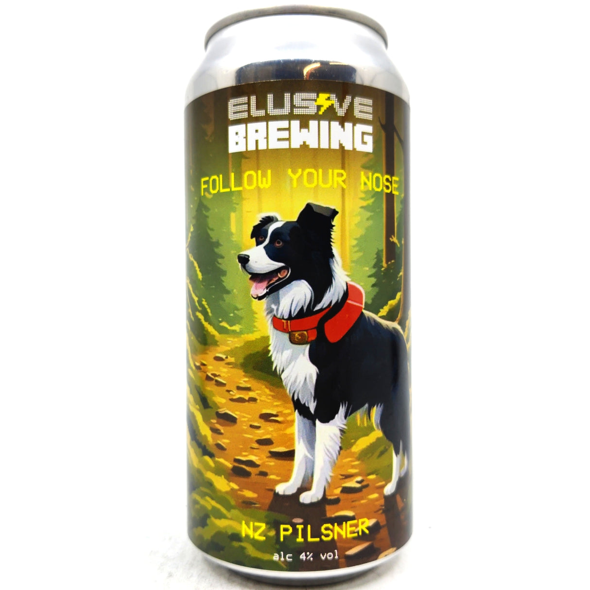 Elusive Brewing Follow Your Nose NZ Pilsner 4% (440ml can)-Hop Burns & Black