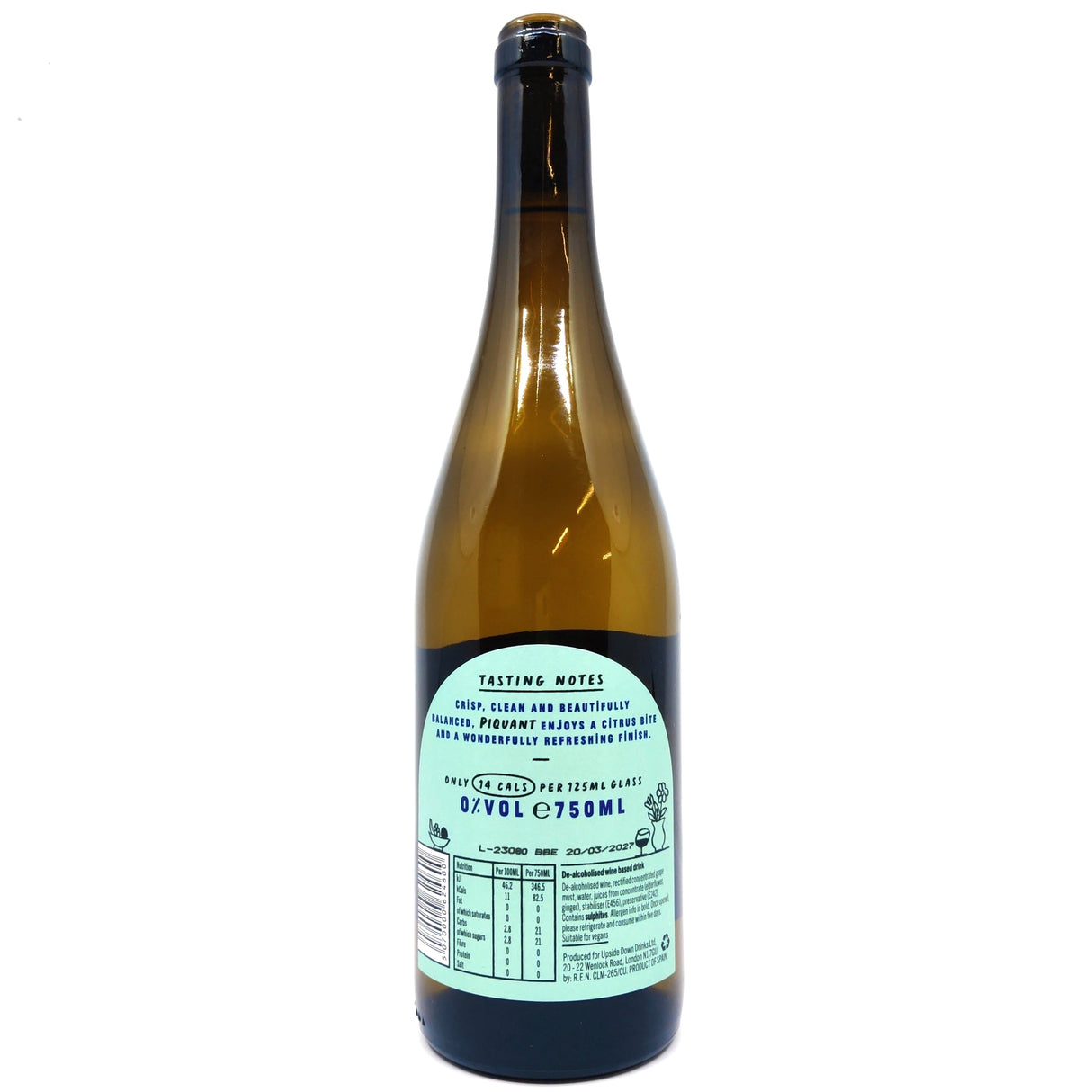 Wednesday's Domaine Piquant Alcohol-free White Wine 0.04% (750ml)-Hop Burns & Black