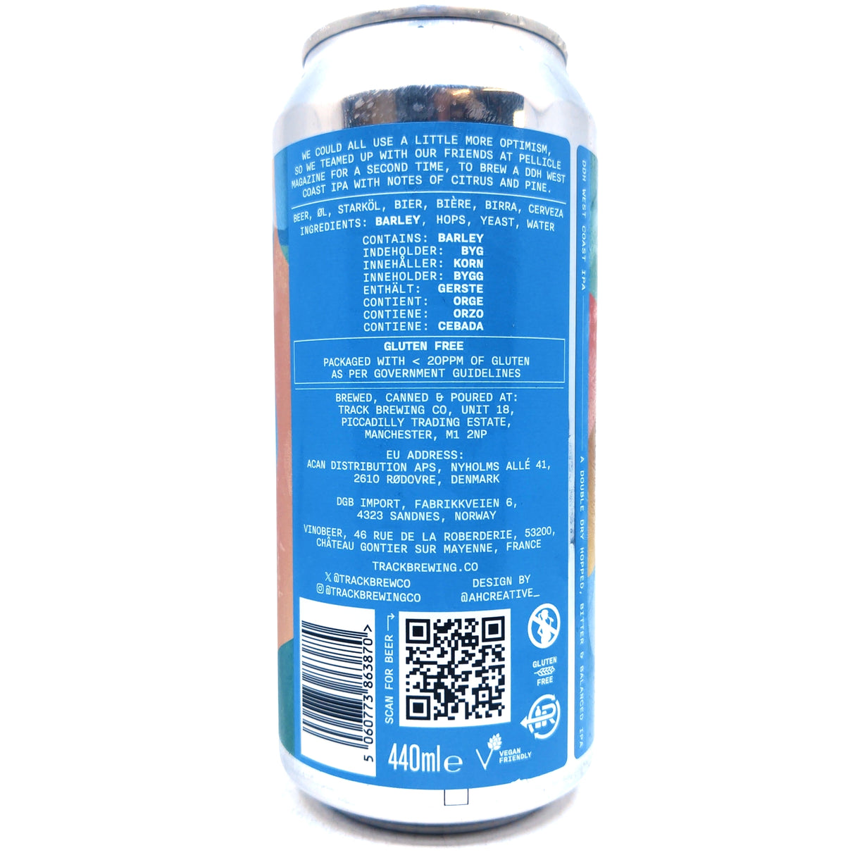 Track x Pellicle Optimism Forever West Coast IPA 7.2% (440ml can)-Hop Burns & Black