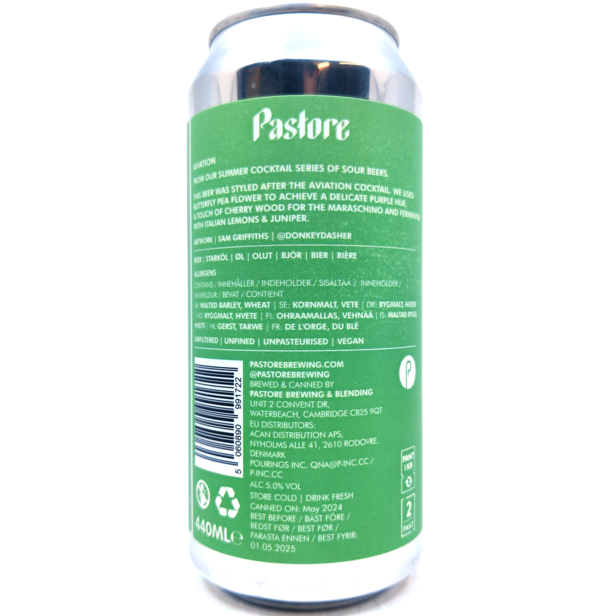 Pastore Aviation Lemon Juniper Sour 5% (440ml can)-Hop Burns & Black