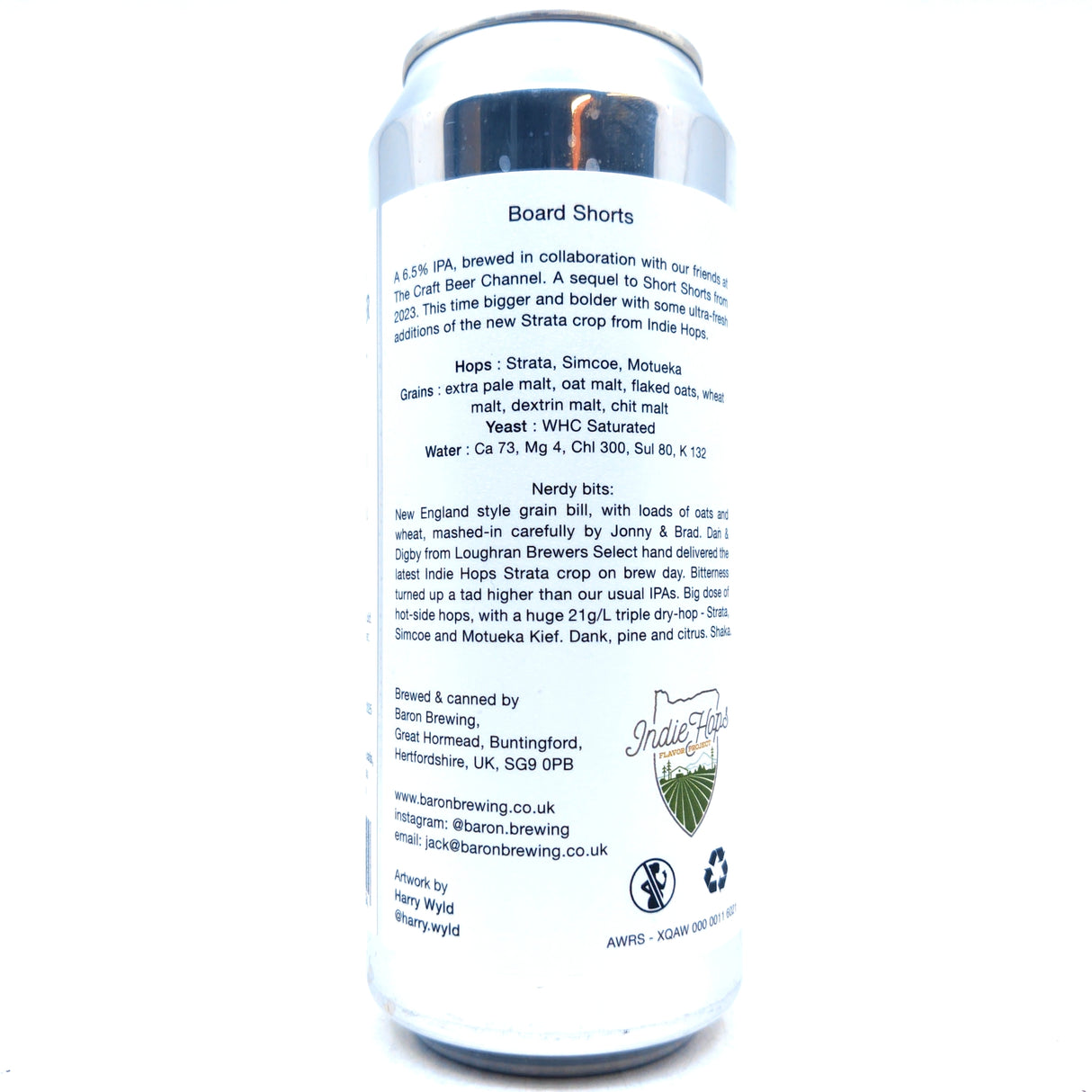 Baron Brewing x Craft Beer Channel Board Shorts IPA 6.5% (500ml can)-Hop Burns & Black