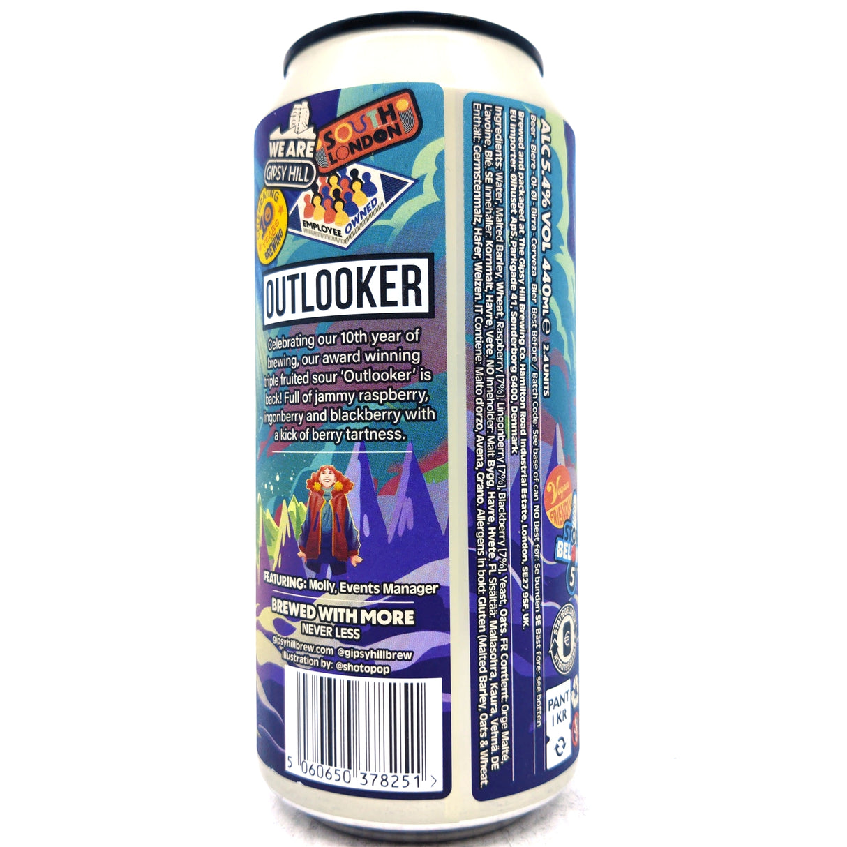 Gipsy Hill Outlooker Triple Fruited Sour 5.4% (440ml can)-Hop Burns & Black