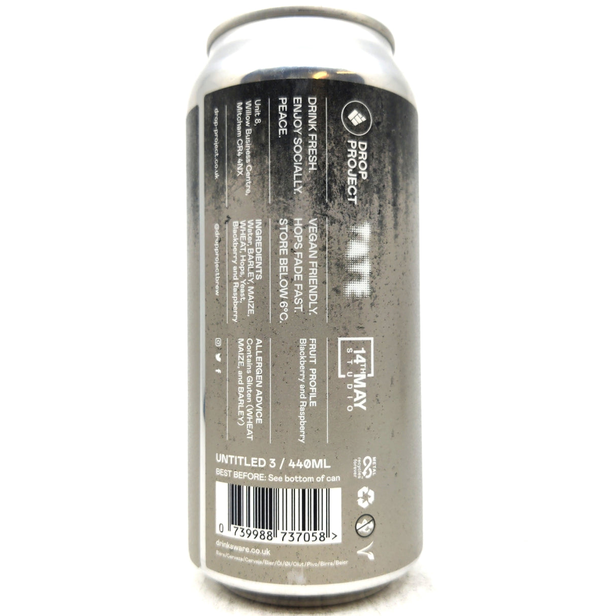 Drop Project Untitled 3 Blackberry & Raspberry Fruited Sour 5.8% (440ml can)-Hop Burns & Black